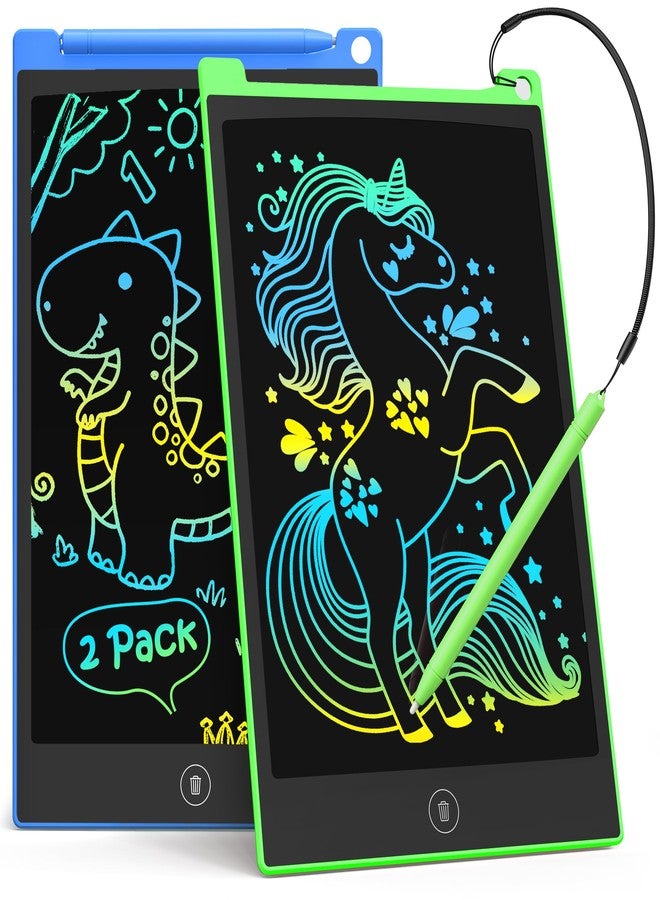 TECJOE LCD Writing Tablet, 8.5 Inch 2 Pack Colorful Doodle Board Drawing Tablet for Kids, Kids Travel Games Activity Learning Toys Birthday Gifts for 3 4 5 6 Year Old Boys and Girls, Blue Green - Image 1